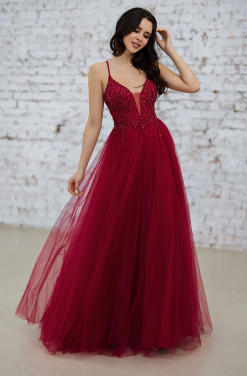 Cherry red hot sale prom dress