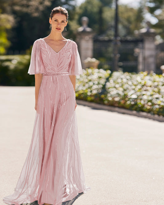 Pink Long Mother of the Bride Dress