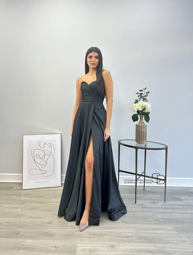 Black Strapless Ball Gown