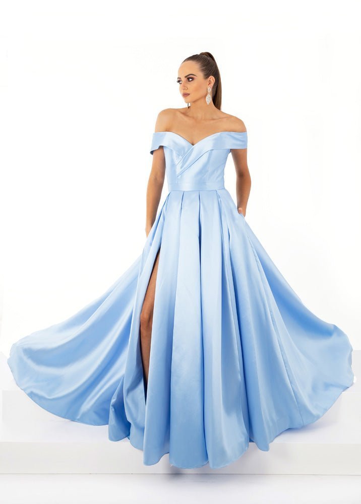 Baby Blue Satin A-line Dress