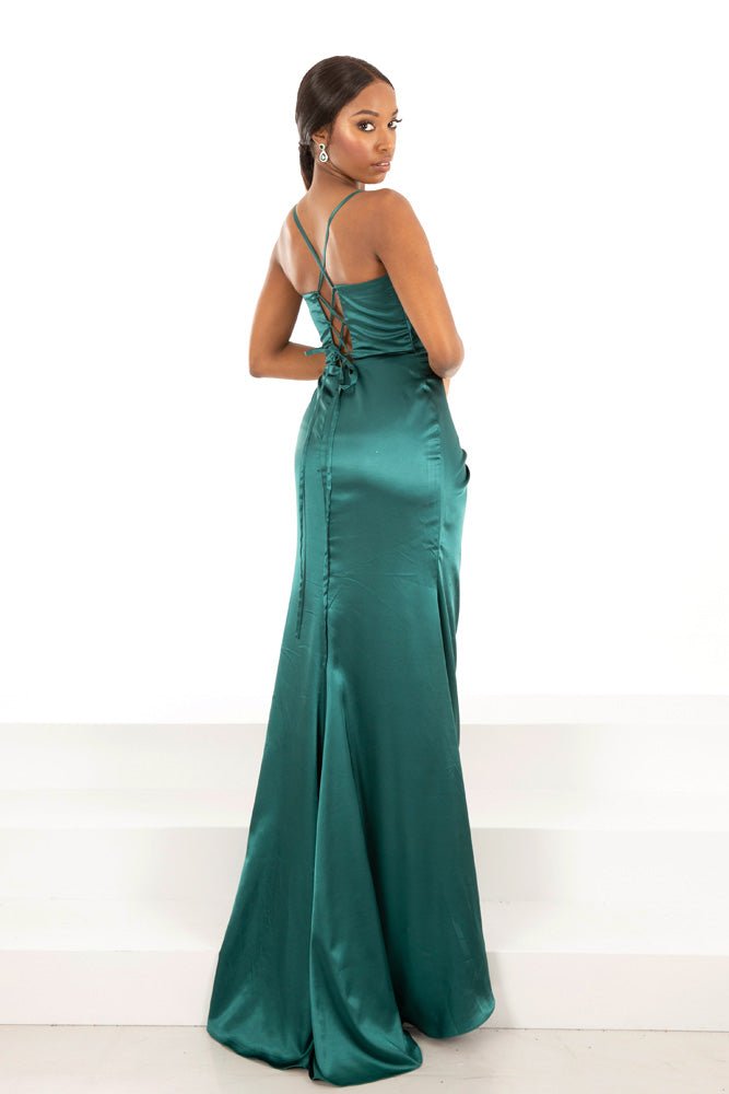 Emerald Satin Evening Dress