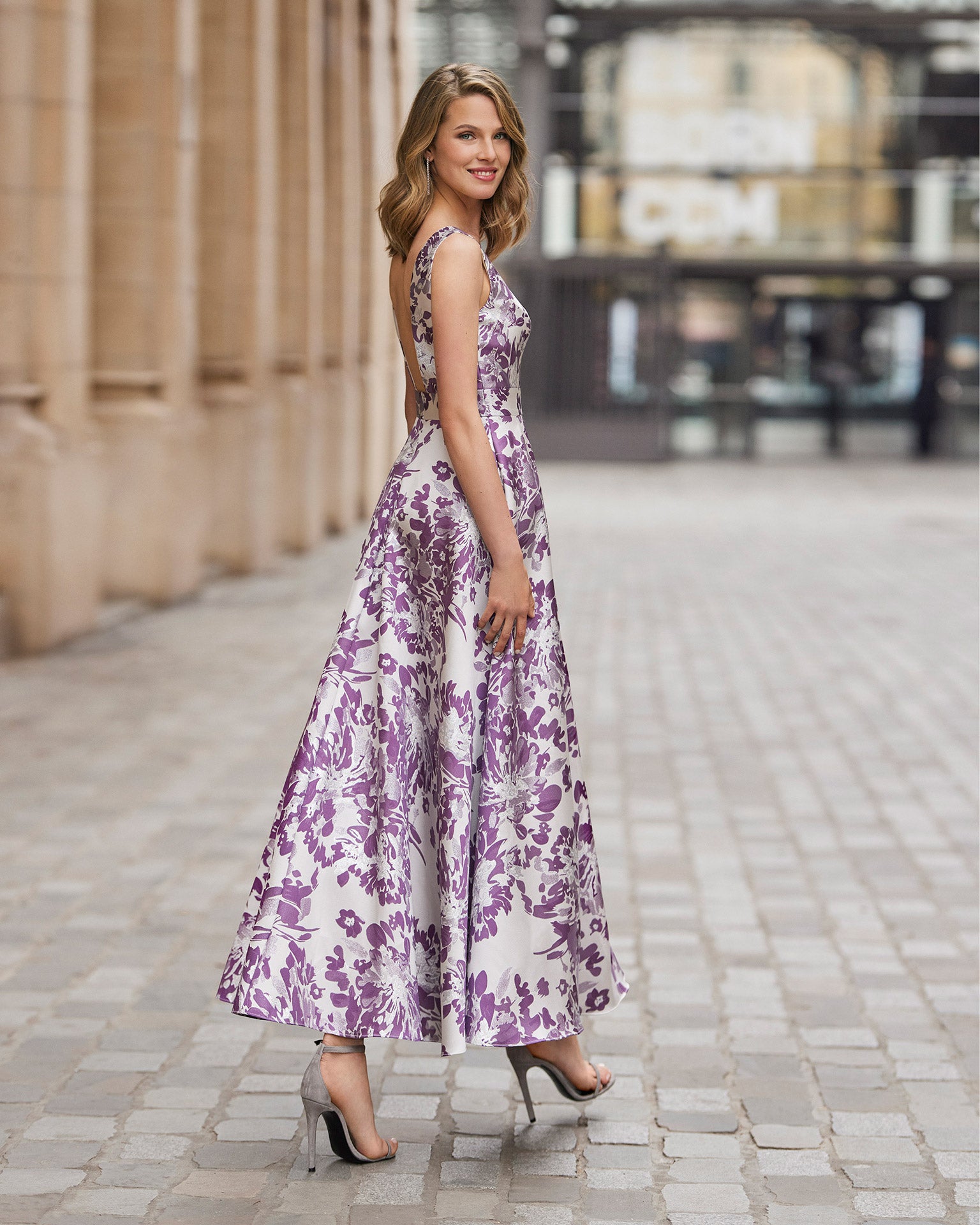 Lavender floral prom store dress