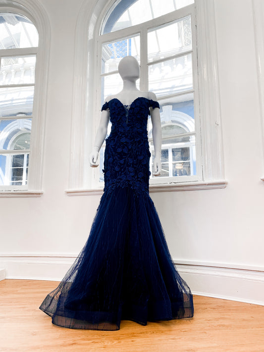 Midnight Blue Off The Shoulder Prom/Evening Dress